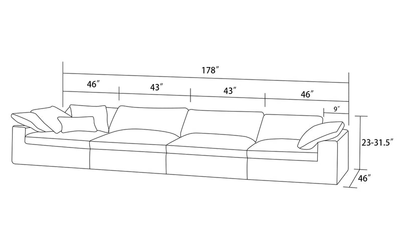 Zephyrus 4pc Modern Motion Sectional Sofa