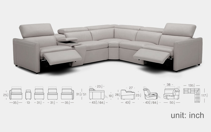 Ponente 4pc Modern Motion Reclining Sectional