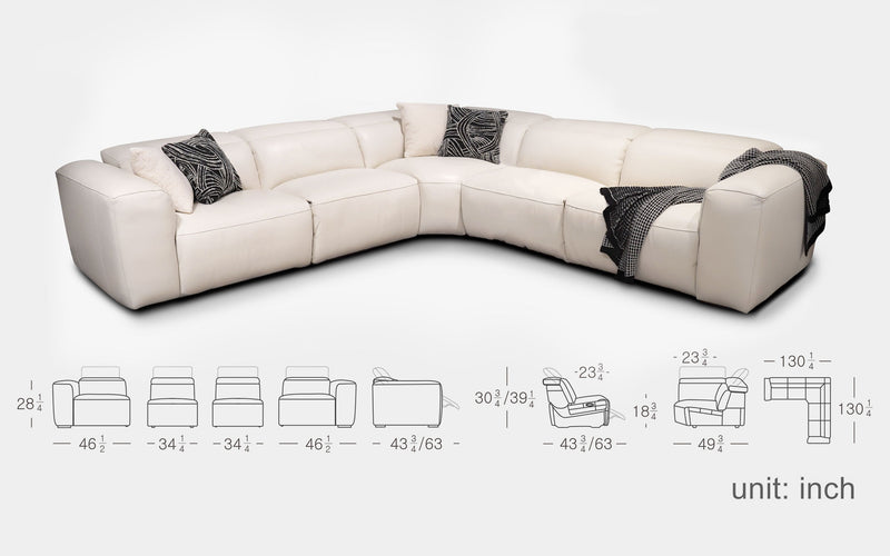 Rosabella Modern Leather Reclining Sectional