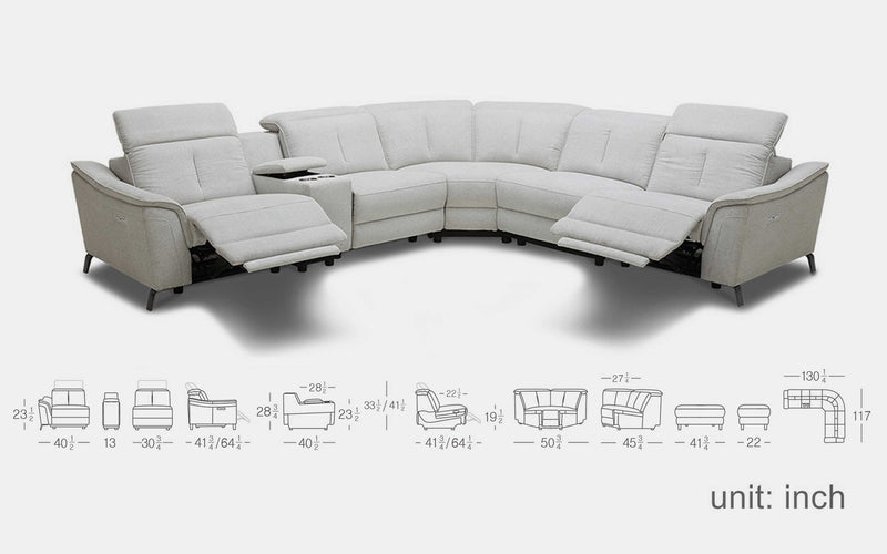 Zafferano Modern Motion Reclining Sectional