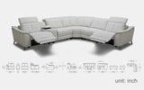 Zafferano 6pc Modern Motion Reclining Sectional